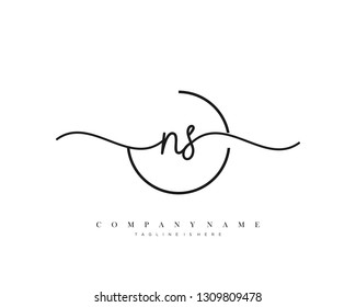 NS initial handwriting logo template vector