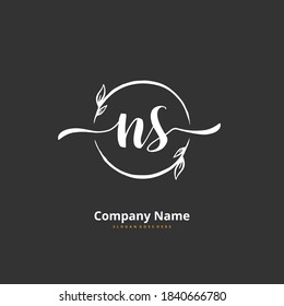 NS Initial handwriting and signature logo design with circle. Beautiful design handwritten logo for fashion, team, wedding, luxury logo.