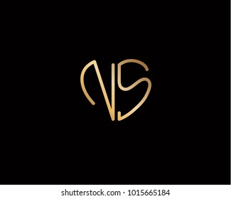 NS initial heart shape gold colored logo