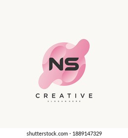 NS Letra inicial elementos de plantilla de diseño de iconos con el diseño de ondas coloridas.