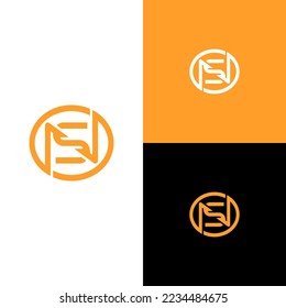 NS initial letter logo, linked circular monogram
