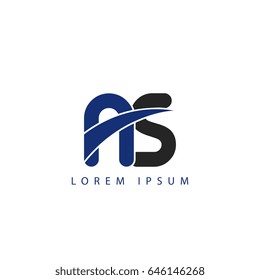 ns initial letter uppercase logo blue and black