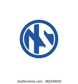 NS initial letters circle business logo blue