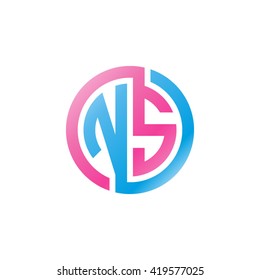 NS initial letters looping linked circle logo blue pink