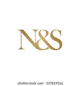 N&S Initial logo. Ampersand monogram golden logo