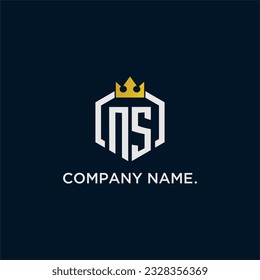 NS initial monogram logo design for hexagon style  crown elegant image