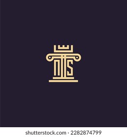 NS initial monogram logo for lawfirm with pillar  crown image design