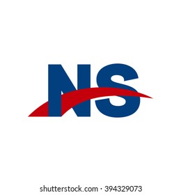 NS initial overlapping swoosh letter logo blue red