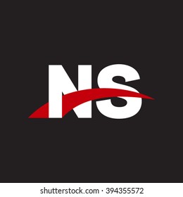 NS initial overlapping swoosh letter logo white red black background