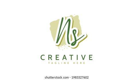NS Initials, handwriting logo vector
