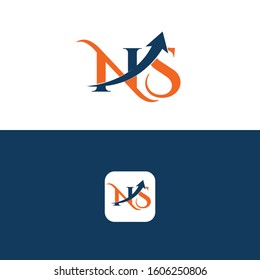 NS Letter with Arrow Logo Template vector Design