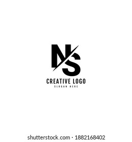 NS letter combination logo with slash concept. Typography for company and business logo.