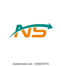 NS letter logo with arrow