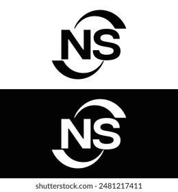 NS Letter Logo Design. Initial letters NS logo icon. Abstract letter NS N S minimal logo design template. N S Letter Design Vector with black Colors. NS logo, Vector, spared 