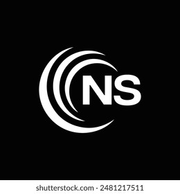 NS Letter Logo Design. Initial letters NS logo icon. Abstract letter NS N S minimal logo design template. N S Letter Design Vector with black Colors. NS logo, Vector, spared 