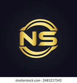 NS Letter Logo Design. Initial letters NS logo icon. Abstract letter NS N S minimal logo design template. N S Letter Design Vector with black Colors. NS logo, Vector, spared 