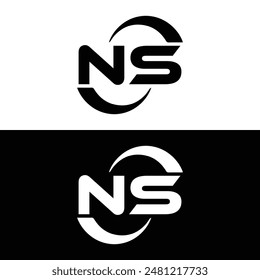 NS Letter Logo Design. Initial letters NS logo icon. Abstract letter NS N S minimal logo design template. N S Letter Design Vector with black Colors. NS logo, Vector, spared 