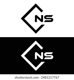 NS Letter Logo Design. Initial letters NS logo icon. Abstract letter NS N S minimal logo design template. N S Letter Design Vector with black Colors. NS logo, Vector, spared 