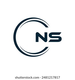 NS Letter Logo Design. Initial letters NS logo icon. Abstract letter NS N S minimal logo design template. N S Letter Design Vector with black Colors. NS logo, Vector, spared 