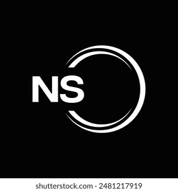 NS Letter Logo Design. Initial letters NS logo icon. Abstract letter NS N S minimal logo design template. N S Letter Design Vector with black Colors. NS logo, Vector, spared 