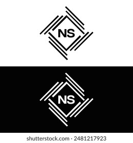 NS Letter Logo Design. Initial letters NS logo icon. Abstract letter NS N S minimal logo design template. N S Letter Design Vector with black Colors. NS logo, Vector, spared 