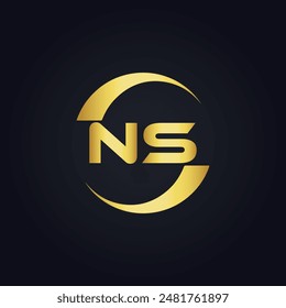 NS Letter Logo Design. Initial letters NS logo icon. Abstract letter NS N S minimal logo design template. N S Letter Design Vector with black Colors. NS logo, Vector, spared 