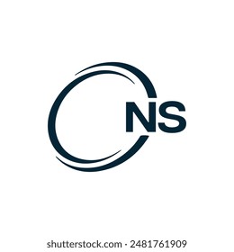 NS Letter Logo Design. Initial letters NS logo icon. Abstract letter NS N S minimal logo design template. N S Letter Design Vector with black Colors. NS logo, Vector, spared 