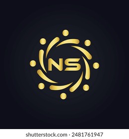 NS Letter Logo Design. Initial letters NS logo icon. Abstract letter NS N S minimal logo design template. N S Letter Design Vector with black Colors. NS logo, Vector, spared 