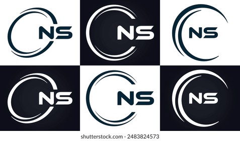 NS Letter Logo Design. Initial letters NS logo icon. Abstract letter NS N S minimal logo design template. N S Letter Design Vector with black Colors. NS logo, Vector, spared 