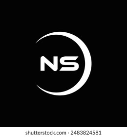 NS Letter Logo Design. Initial letters NS logo icon. Abstract letter NS N S minimal logo design template. N S Letter Design Vector with black Colors. NS logo, Vector, spared 