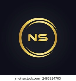 NS Letter Logo Design. Initial letters NS logo icon. Abstract letter NS N S minimal logo design template. N S Letter Design Vector with black Colors. NS logo, Vector, spared 