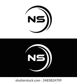 NS Letter Logo Design. Initial letters NS logo icon. Abstract letter NS N S minimal logo design template. N S Letter Design Vector with black Colors. NS logo, Vector, spared 