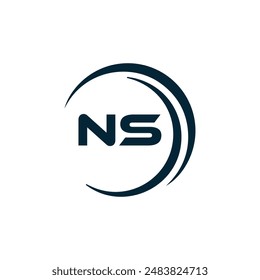 NS Letter Logo Design. Initial letters NS logo icon. Abstract letter NS N S minimal logo design template. N S Letter Design Vector with black Colors. NS logo, Vector, spared 