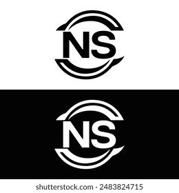 NS Letter Logo Design. Initial letters NS logo icon. Abstract letter NS N S minimal logo design template. N S Letter Design Vector with black Colors. NS logo, Vector, spared 