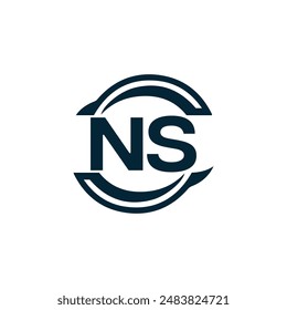 NS Letter Logo Design. Initial letters NS logo icon. Abstract letter NS N S minimal logo design template. N S Letter Design Vector with black Colors. NS logo, Vector, spared 