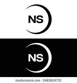 NS Letter Logo Design. Initial letters NS logo icon. Abstract letter NS N S minimal logo design template. N S Letter Design Vector with black Colors. NS logo, Vector, spared 