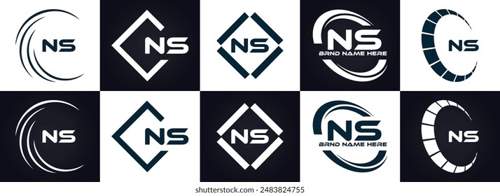 NS Letter Logo Design. Initial letters NS logo icon. Abstract letter NS N S minimal logo design template. N S Letter Design Vector with black Colors. NS logo, Vector, spared 