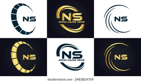 NS Letter Logo Design. Initial letters NS logo icon. Abstract letter NS N S minimal logo design template. N S Letter Design Vector with black Colors. NS logo, Vector, spared 