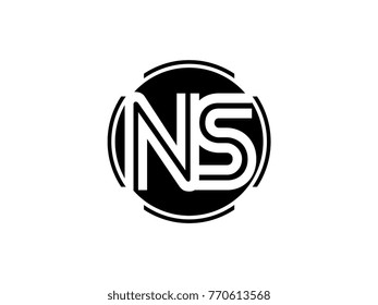 NS letter logo round black