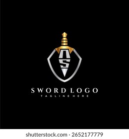 NS letter luxury monogram for shield and sword style image