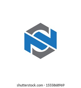 NS Letter Vector Logo Design With Blue And Gray Colour.