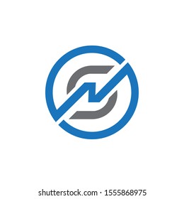 NS Letter Vector Logo Design With Blue And Gray Colour.
