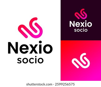 NS letters monogram geometric technology logo design.