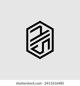 Monograma geométrico de línea NS con diseño profesional de alta calidad que se imprimirá bien