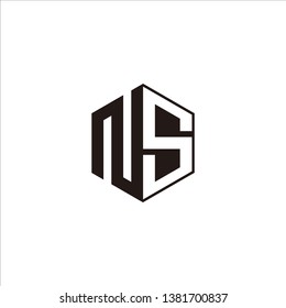 NS Logo Initial Monogram Negative Space Designs Modern Templete with Black color and White Background