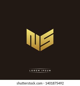 NS Logo Letter Initial Logo Designs Templete with Gold and Black Background