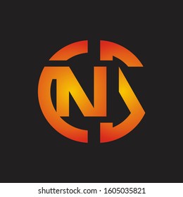 NS Logo monogram with cutting line style isolated on colors