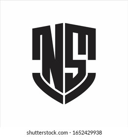 NS Logo monogram with emblem shield shape design isolated on white background