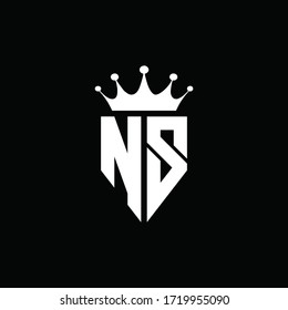 NS logo monogram emblem style with crown shape design template