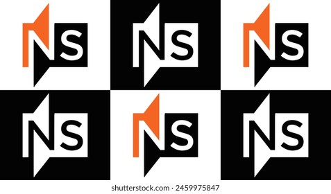 NS logo. NS set , N S design. White NS letter. NS, N S letter logo design.